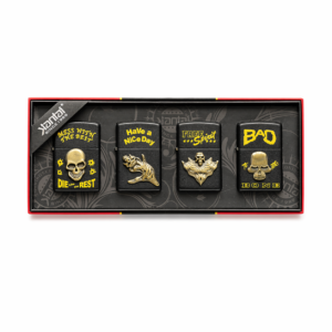 Jantai Skull Design Metal Windproof Lighter Set 4 Piece Collection