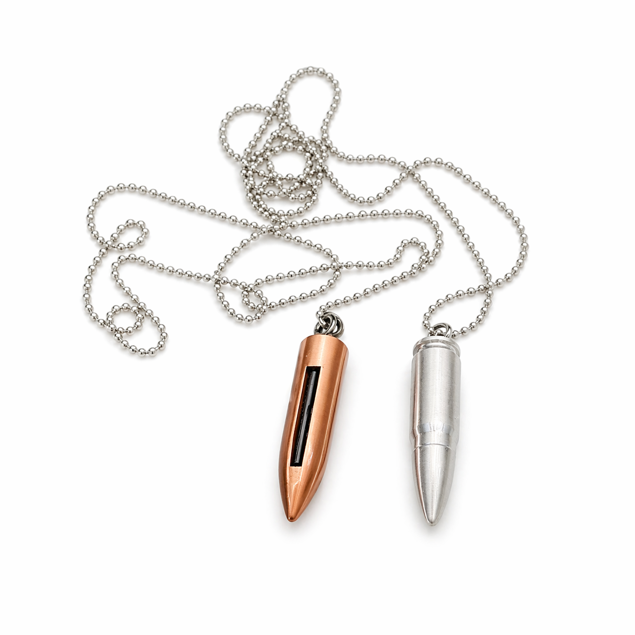 Bullet Shape Necklace Lighter Pull Out Flint Compact Refillable Design