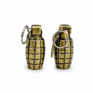 Grenade Shape Keychain Lighter Flint Ignition Refillable Compact Metal Design