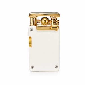 Vintage Style Flint Lighter White Leather Finish Refillable Metal Design