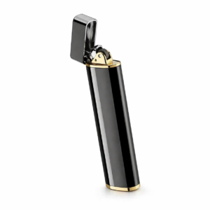 Slim Flint Lighter Glossy Black Metal Refillable Classic Pocket Design