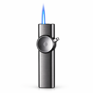 Premium Circular Cap Metal Lighter Refillable Windproof Blue Flame