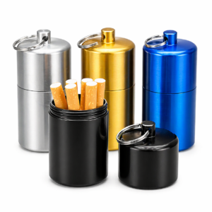 Portable Metal 20 Cigarettes Case with Keychain Compact Storage Holder