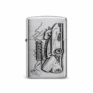 Ferrari Inspired Sports Car Engraved Metal Lighter Silver Finish