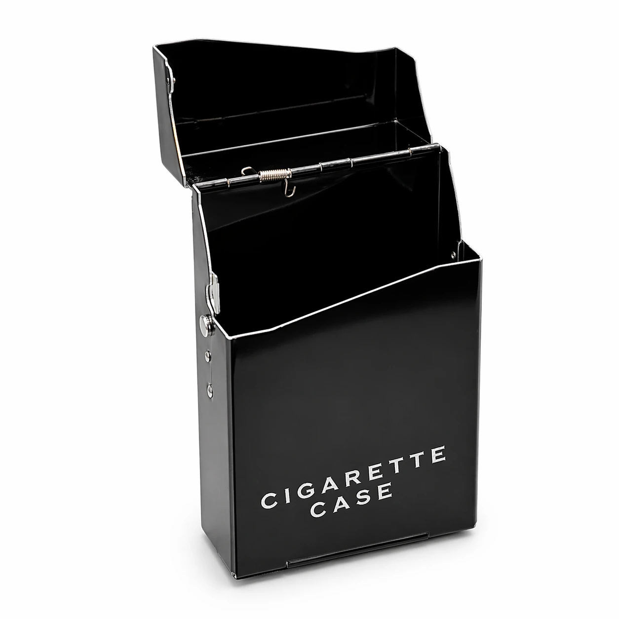 Premium Metal Cigarette Case with Spring Clip Flip Top Holder