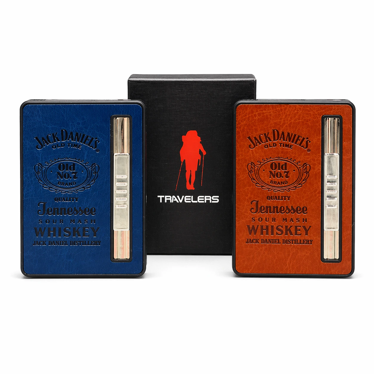 Premium Leather Style Cigarette Case with Sliding Clip and Gift Box