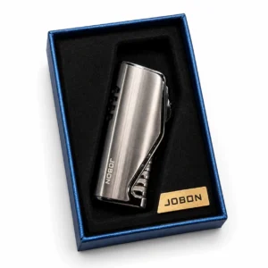 Jobon Premium Silver Windproof Jet Flame Lighter Gift Box Edition