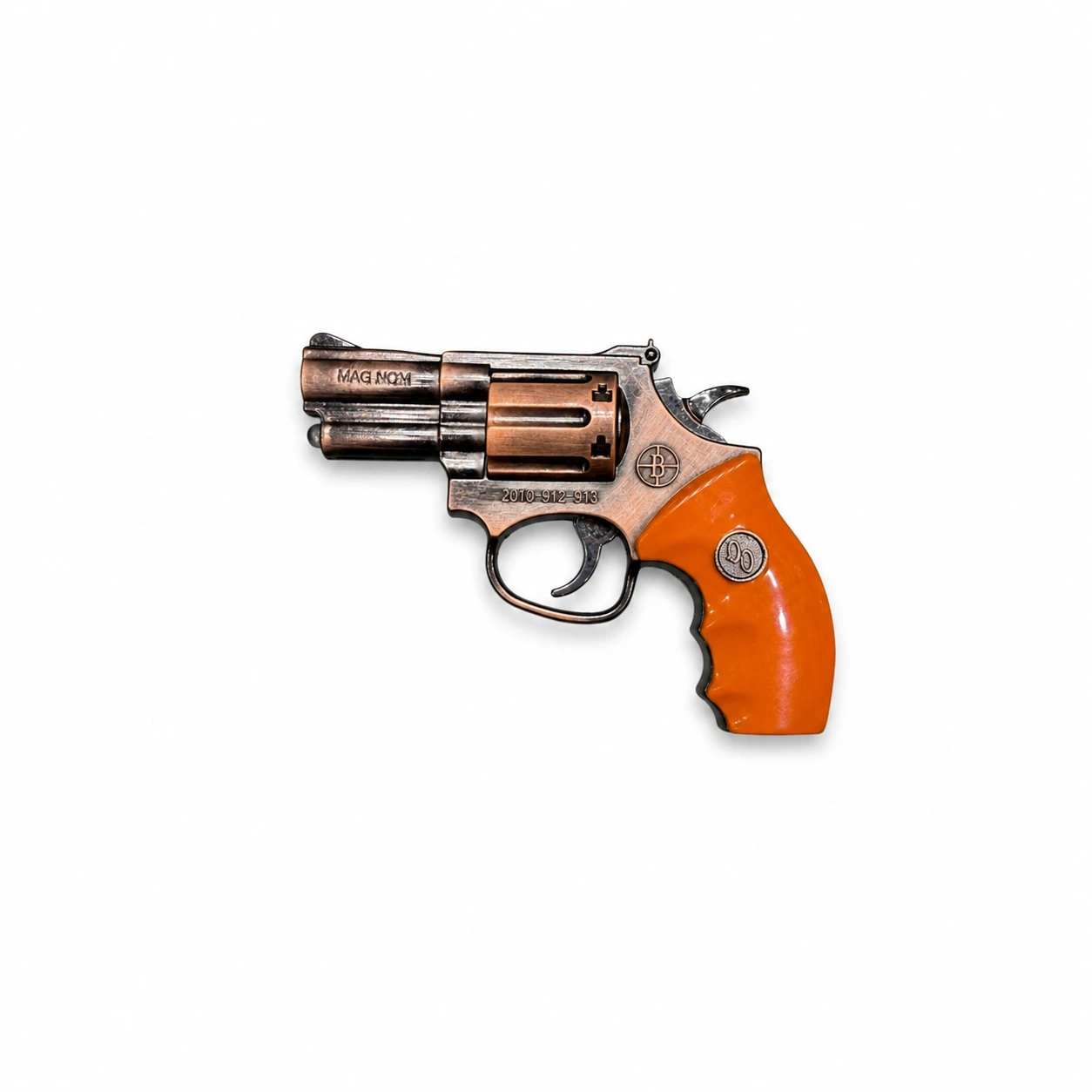 Mini Magnum Revolver Style Metal Lighter Orange Grip Edition